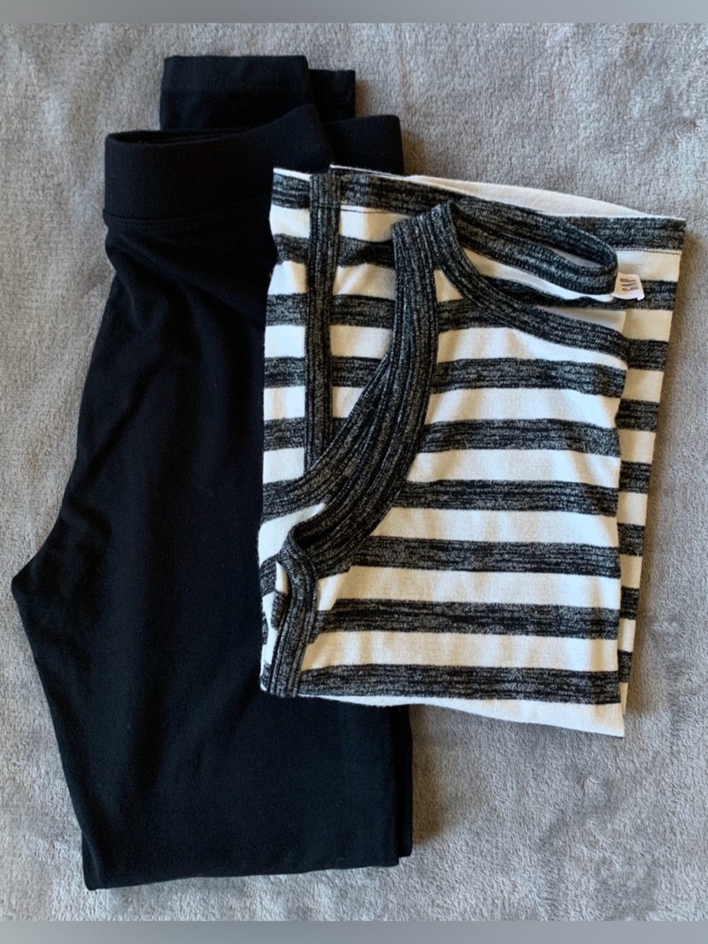 GAP 2 piece Black Leggings with Black Striped Tank